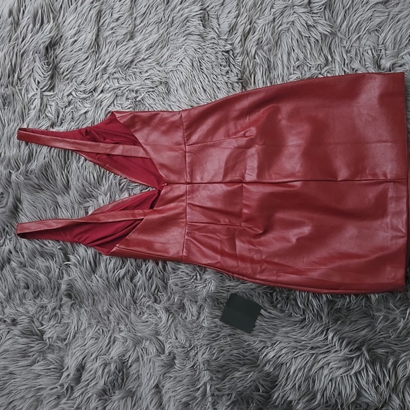 NWT Lulus Perfect Pick Brick Red Vegan Leather Bodycon Mini Dress - Size S - Picture 7 of 7